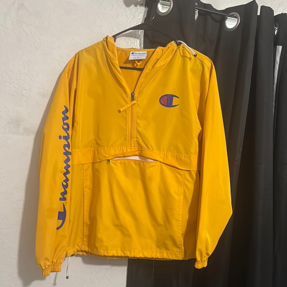 Champion Yellow Raincoat Half-Zip Elastic Cuffs
